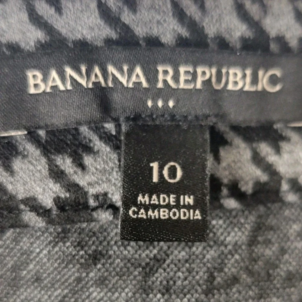 Banana Republic Houndstooth Mini Skirt 10 Black Gray Y2K Office Preppy Academia‎